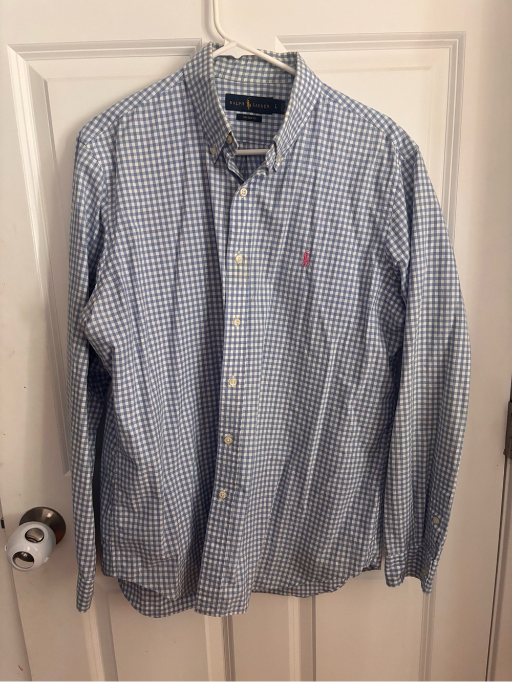 Ralph Lauren Light Blue and White Gingham Button-Down Shirt
